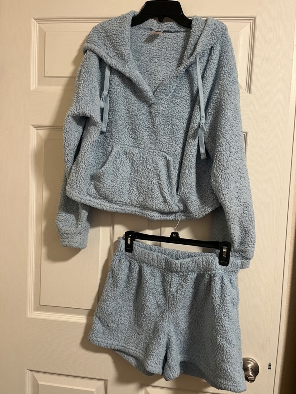 NOBO Light Blue Fleece Hoodie & Shorts Loungewear Set